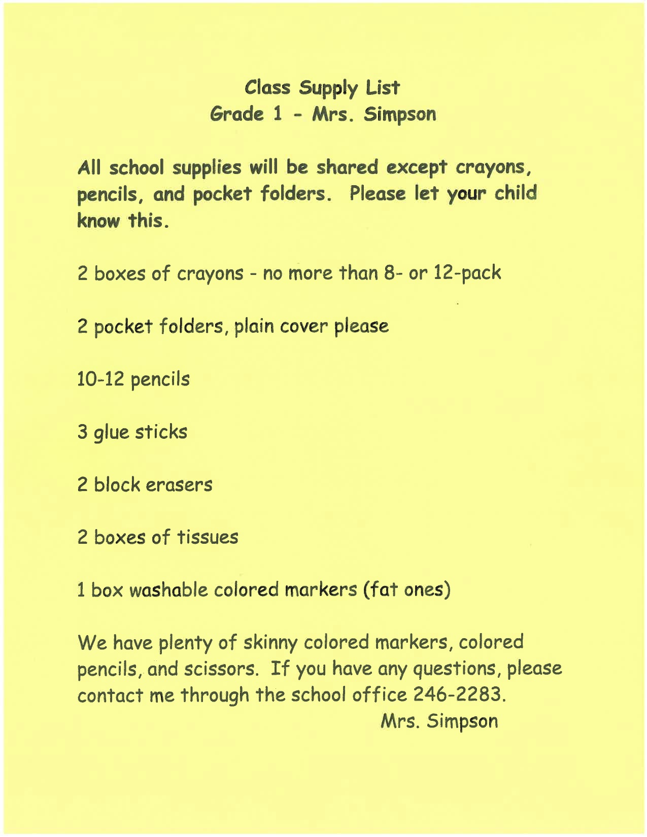Mrs. Simpson 1st Grade Stratton School