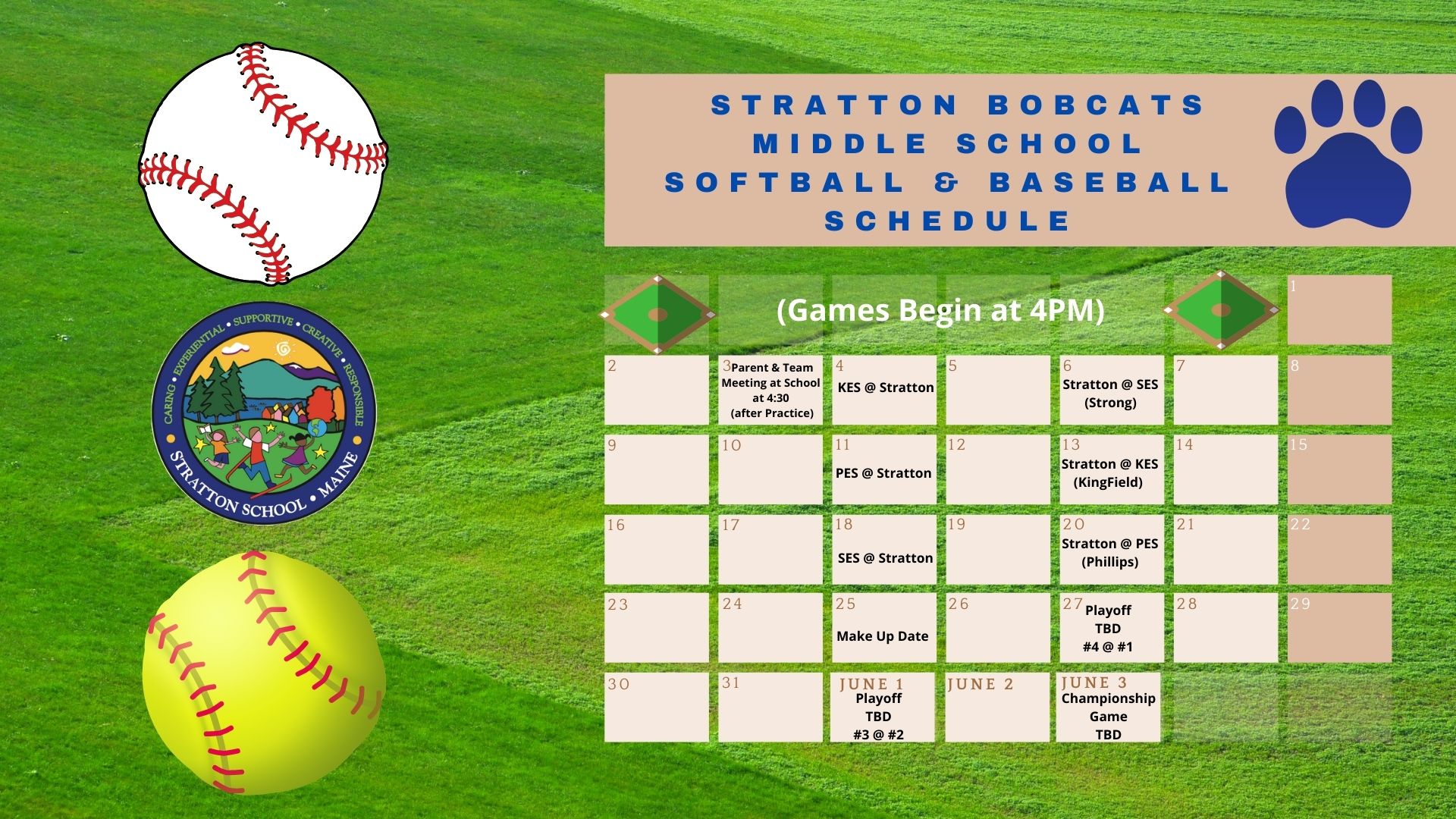 Baseball & Softball Schedule Stratton School