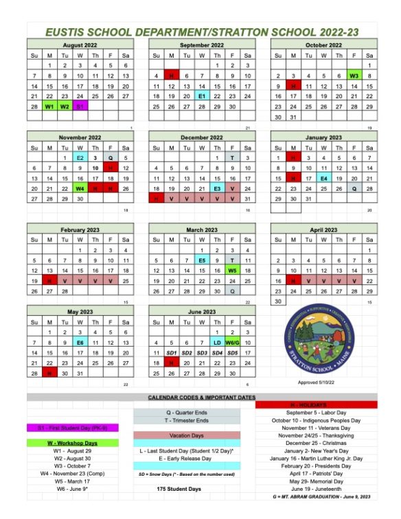 Stratton Calendar 2022 / 2023 Stratton School